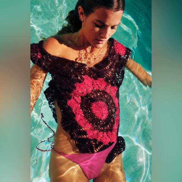 Zara SHORT SLEEVE CROCHET TOP Size Small - Picture 6 of 12